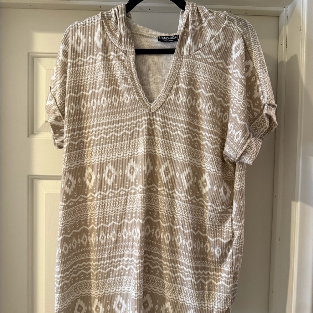 HEIMISH USA Beige Patterned Hoodie